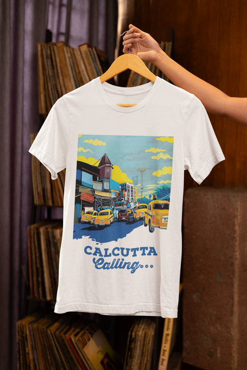 Printed T-Shirt - White - Calcutta Calling (Test)